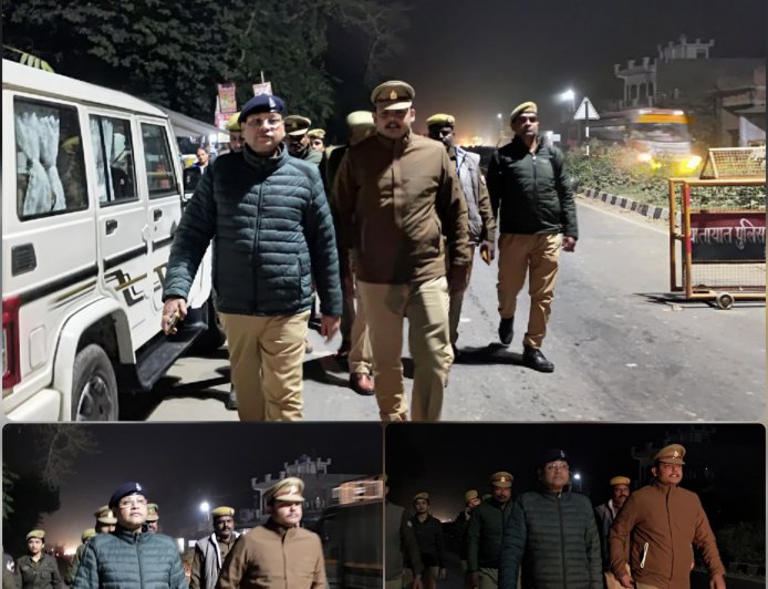 अहरौली पुलिस टीम ने रात्र में पैदल ग्रस्त निकला